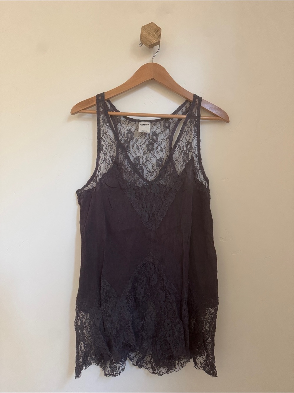 Free People Charcoal Lace Slip Chemise